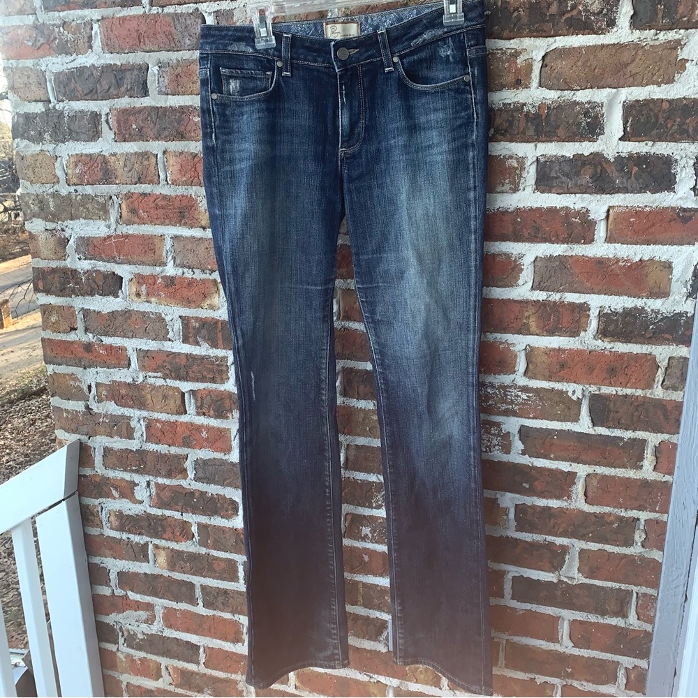 Paige Melrose Premium Denim Distressed Dark/Medium Jeans Straight Leg
